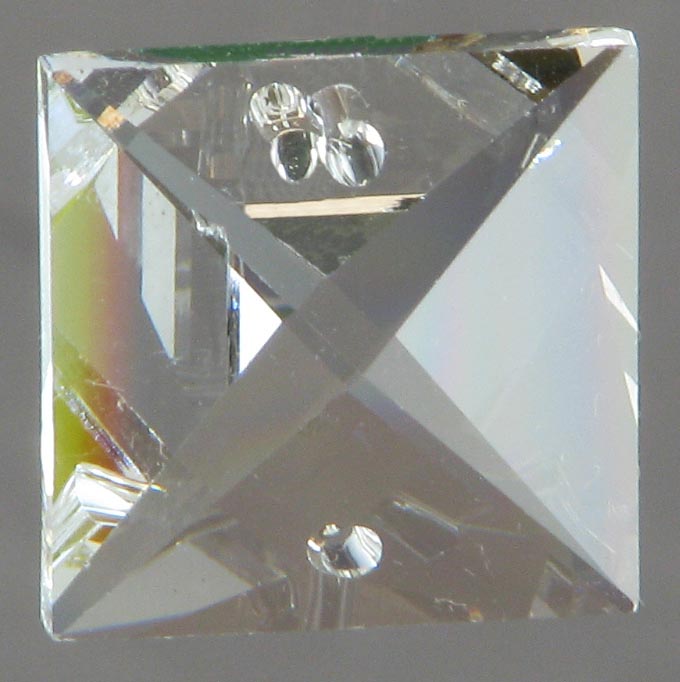 Clear Square Cut Crystal 2-Hole 22 mm - Click Image to Close