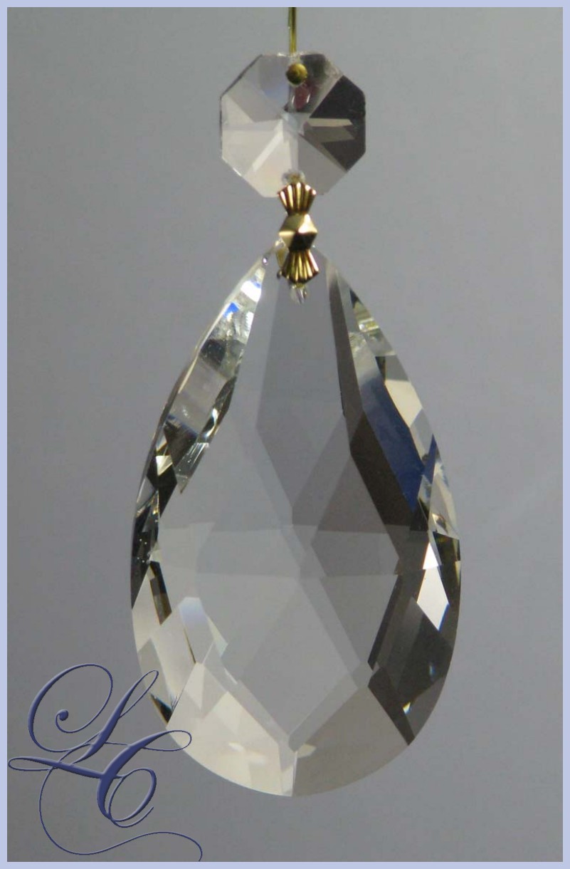 Clear PearShape Crystal 63mm - Click Image to Close