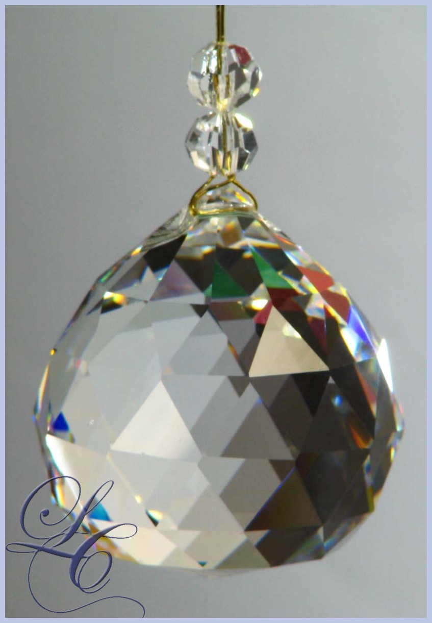 Boule en cristal 3 cm avec 2 billes - Click Image to Close