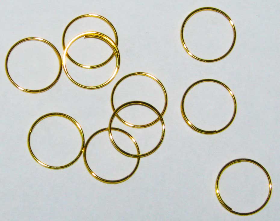 45 x Gold Plated Ring 10 mm