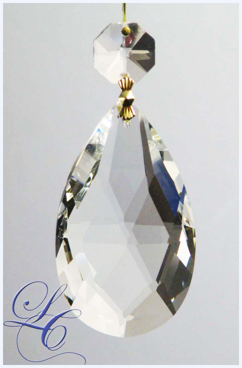 Clear Crystal Drop Pearshape 3" with octagon