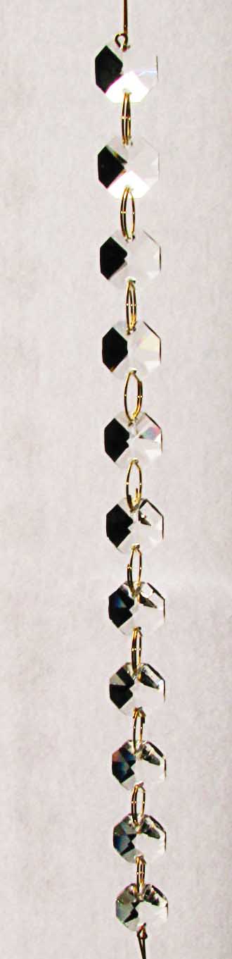 Chaine de cristal 14mm octogone avec rondelles, 8"