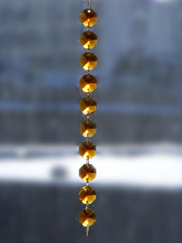 Chaine de cristal octogone 14mm TOPAZ 8" avec rondelles